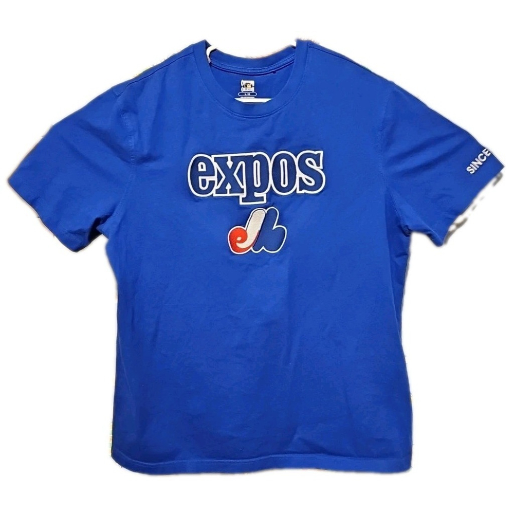 Montreal Expos Cooperstown Collection MLB Baseball Shirt Size Large Embroidered